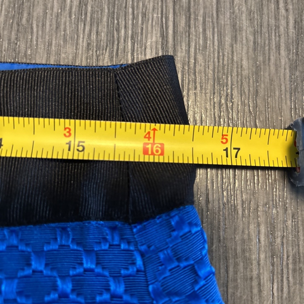 NWOT Blue Jacquard Mini Skirt Worthington Pencil Ribbon Waist Side Zip Size 10 - Picture 5 of 6